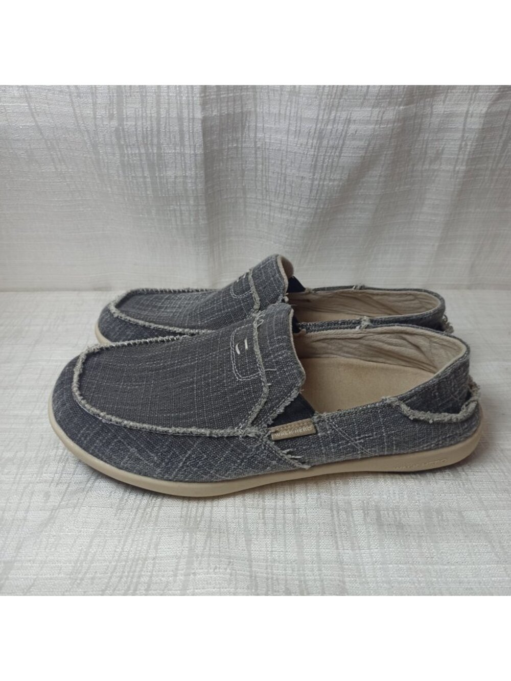 GECKO MAN Walk Hero Mens 12 Blue Denim Canvas Arch Support Slip On Loafers Shoes